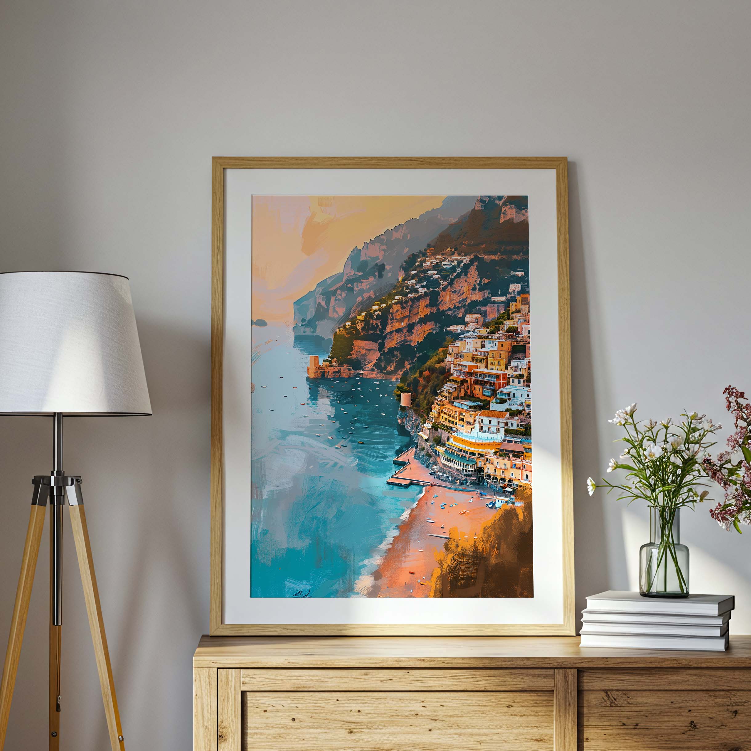 Golden Cliffs of Positano Poster