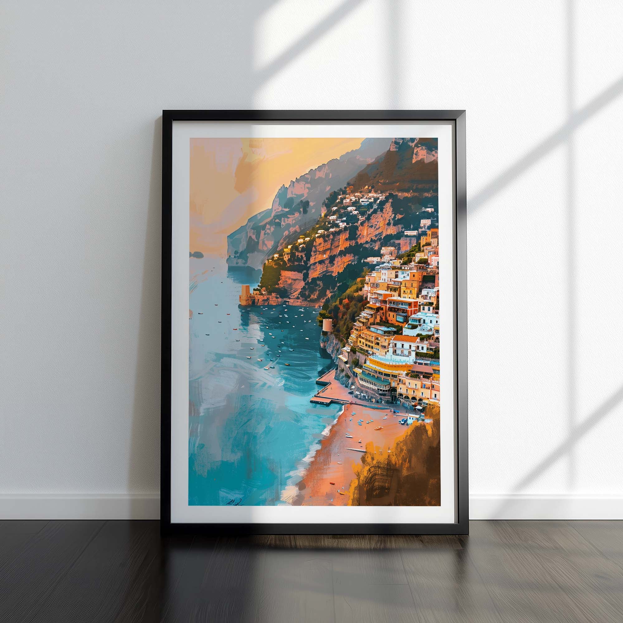 Golden Cliffs of Positano Poster