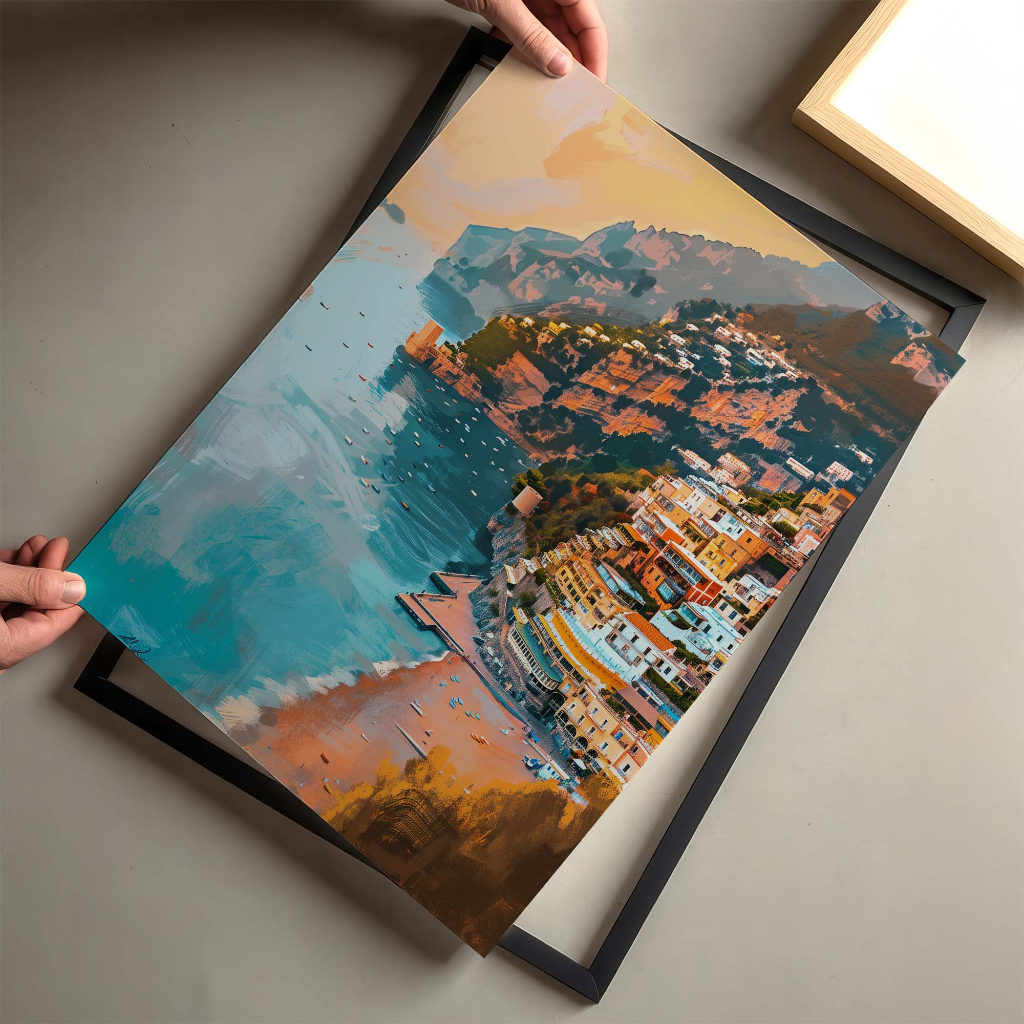 Golden Cliffs of Positano Poster