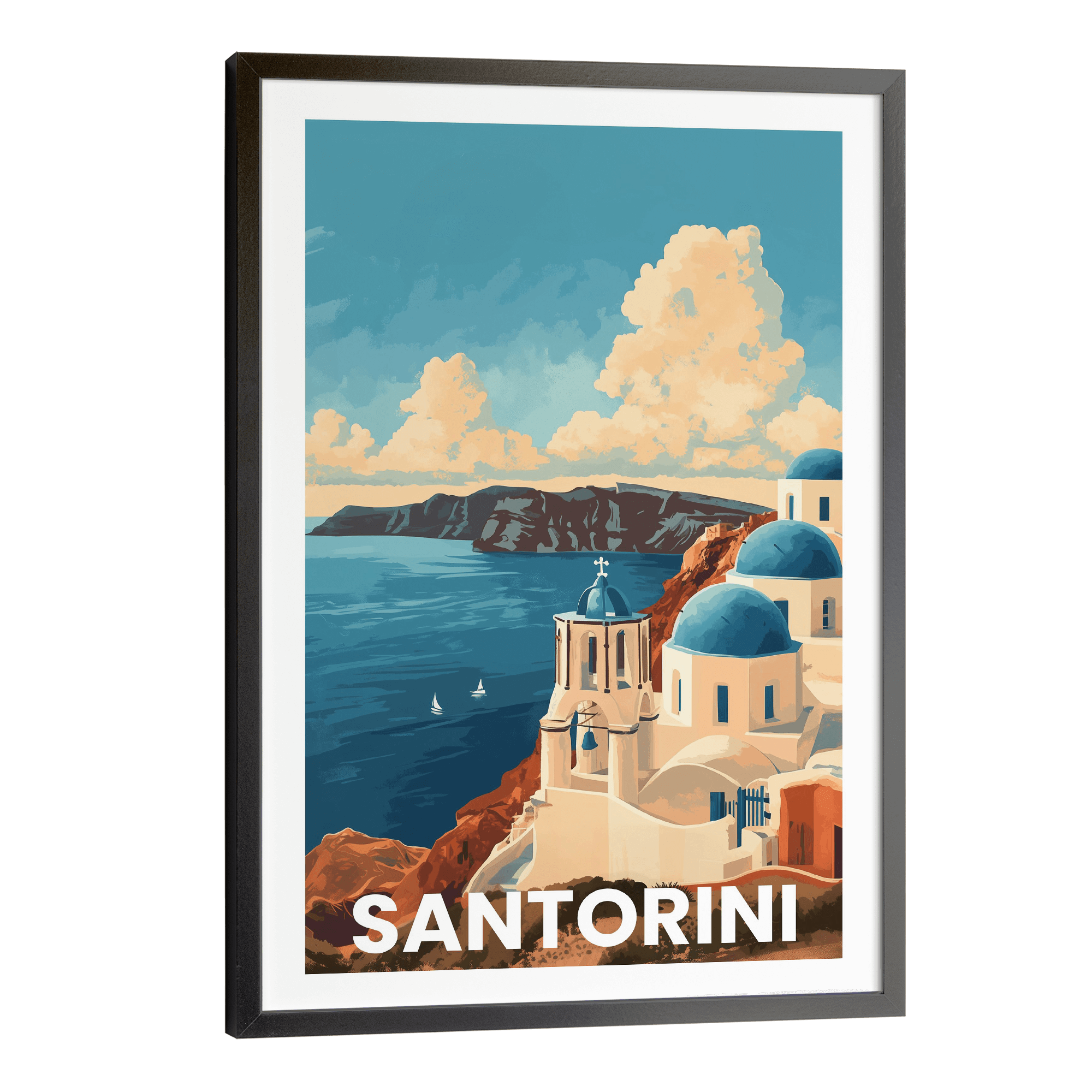 Santorini Vintage City Travel Poster