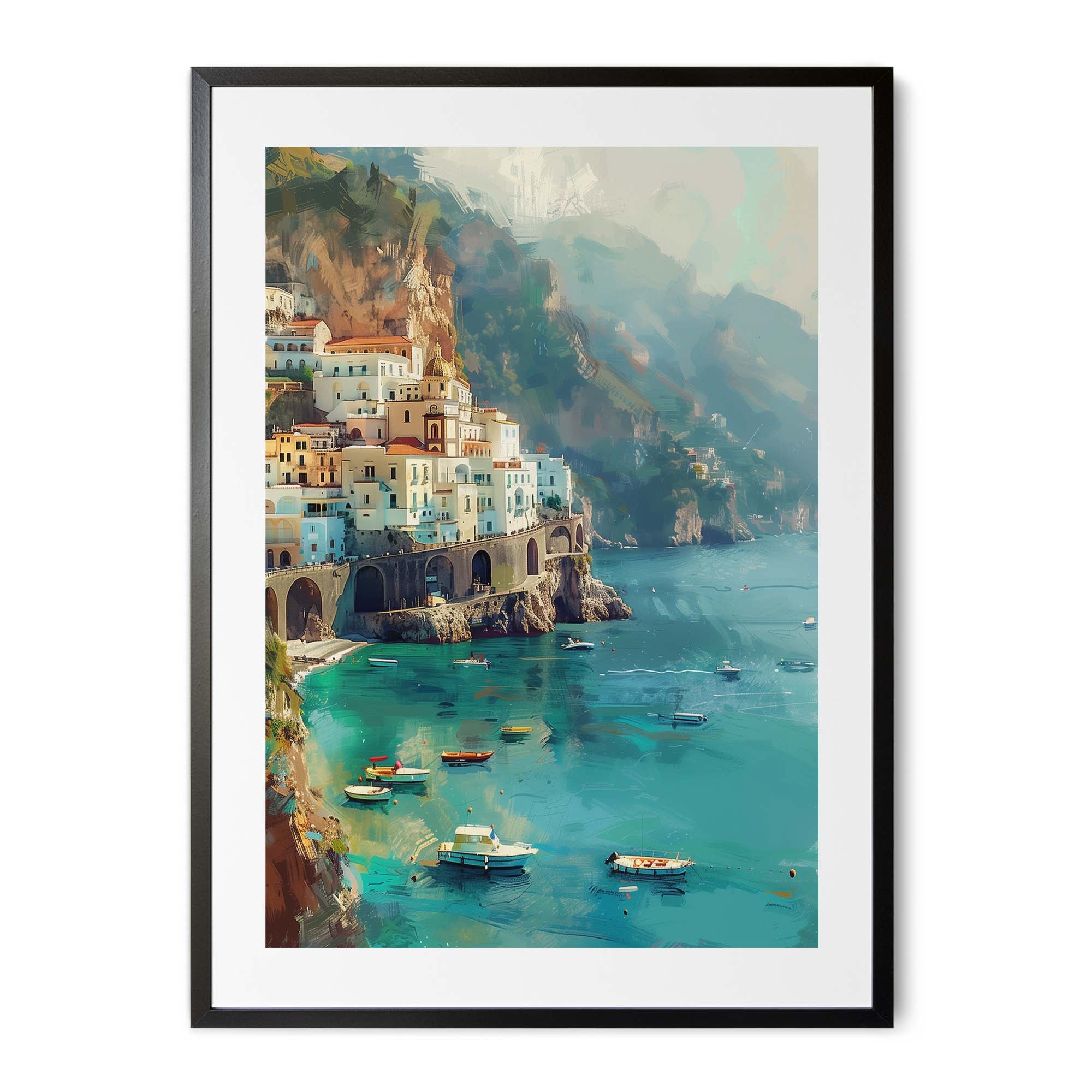 Sunlit Amalfi Waterscape Poster