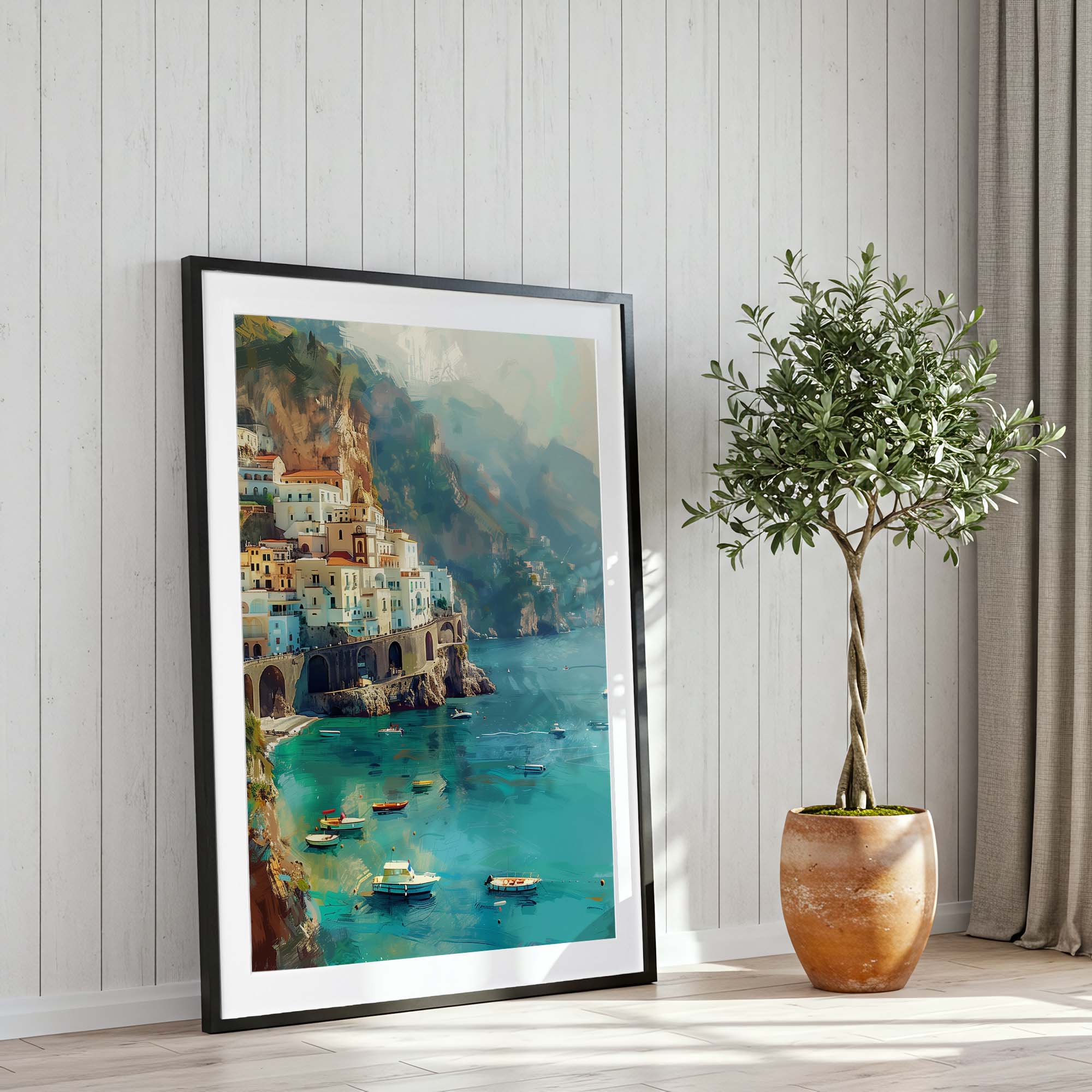 Sunlit Amalfi Waterscape Poster