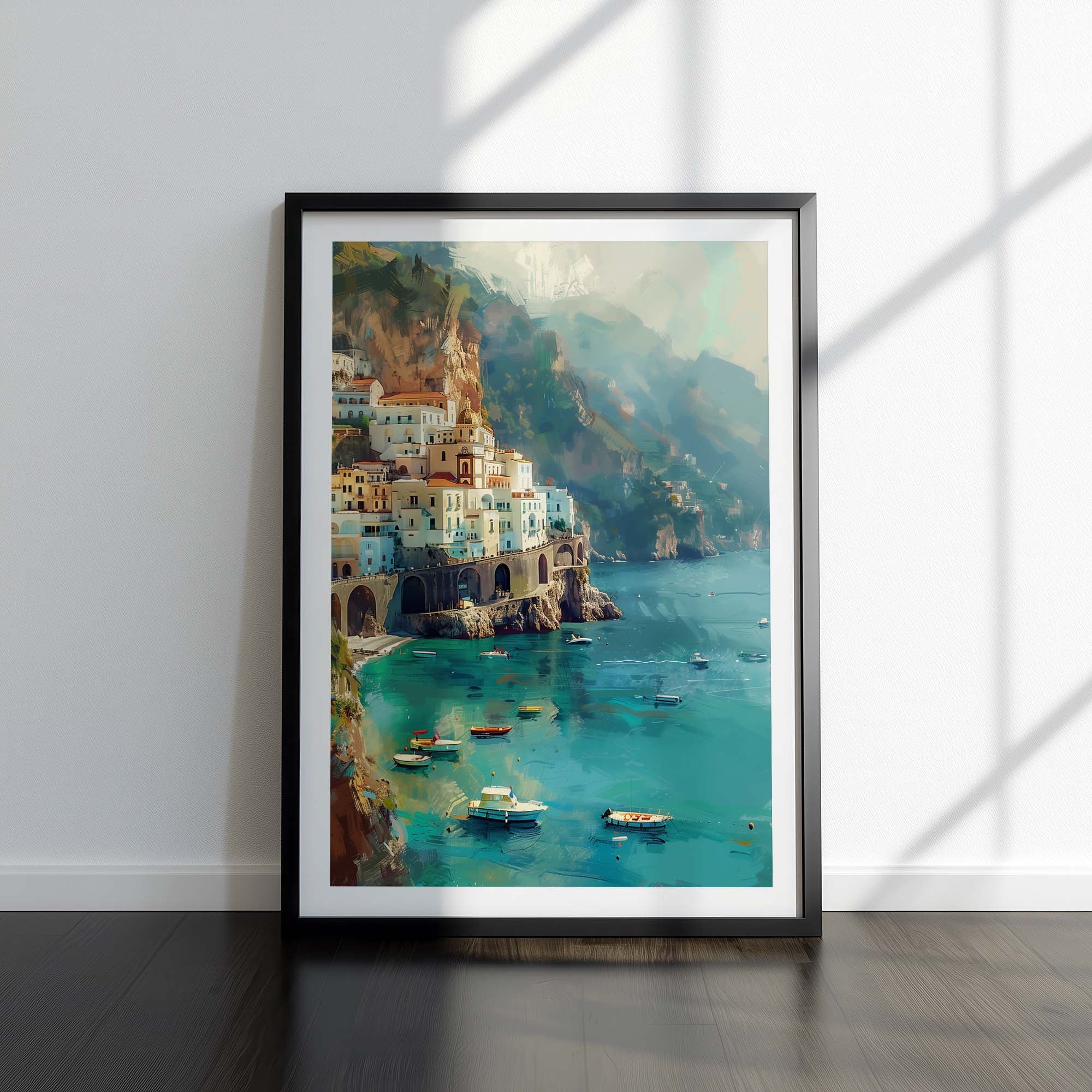 Sunlit Amalfi Waterscape Poster