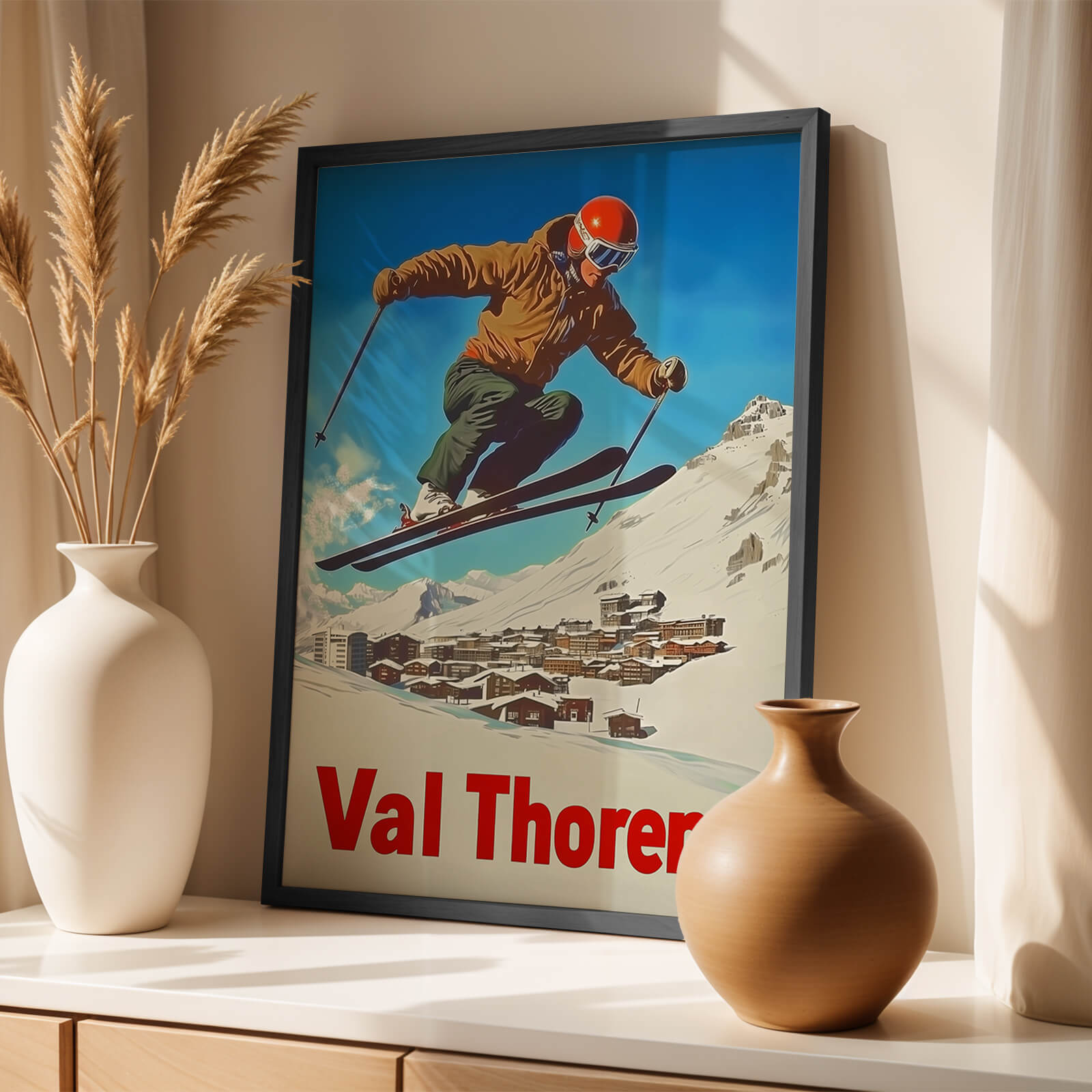 Val Thorens, France Vintage Ski Travel Poster